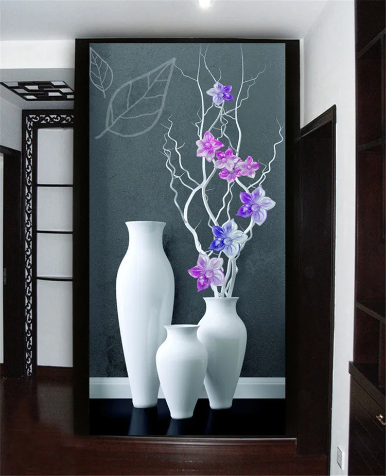 

Flower Vase Hallway Wall Mural Photo Wallpaper Entrance 3d Floral Wallpaper Wall Papers Home Art Decor 3d Coffee Shop Wallpaper