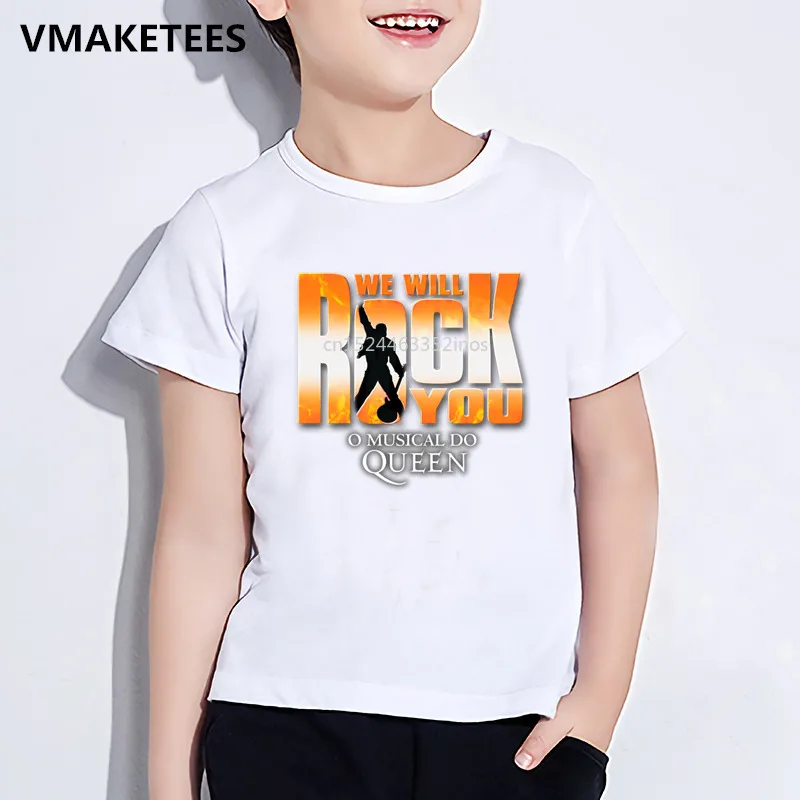 Kids Summer Short Sleeve Girls & Boys T shirt Children We Will Rock You Queen Print T-shirt Hip Hop Casual Baby Clothes,HKP955