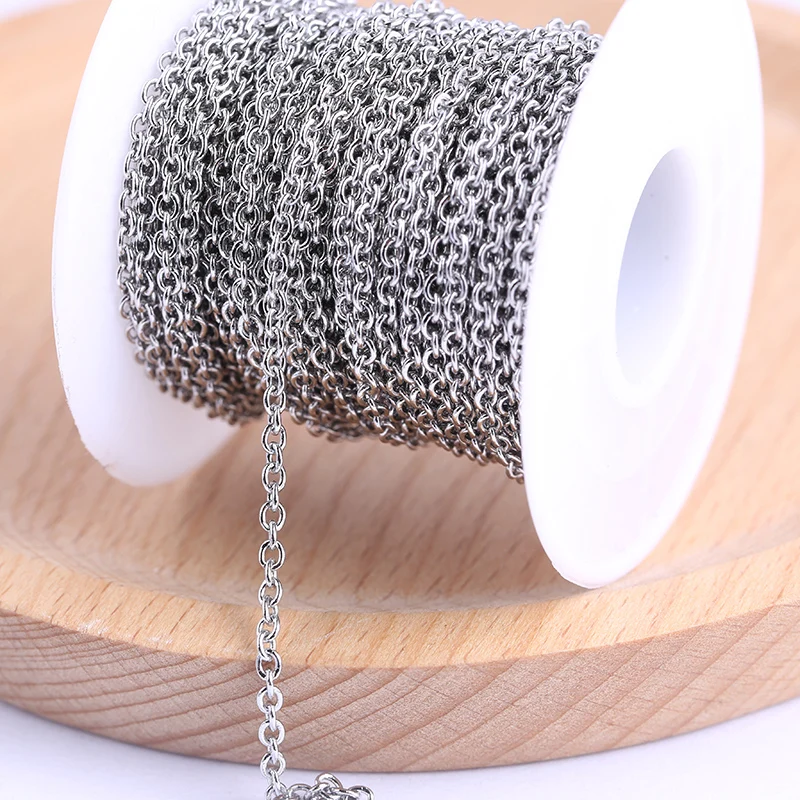 Reidgaller 10meters/roll stainless steel round link chains for necklace jewelry making diy charm pendant accessories