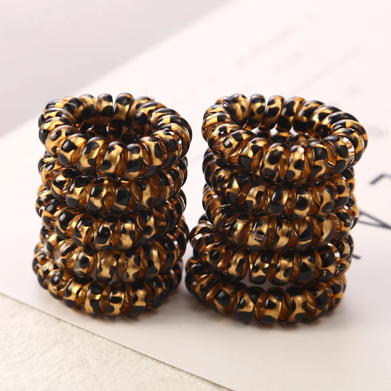 10PCS/lot 3cm Small Telephone Line Hair Ropes Girls Leopard Elastic Hair Bands Kid Ponytail Holder Tie Gum Hair Accessories