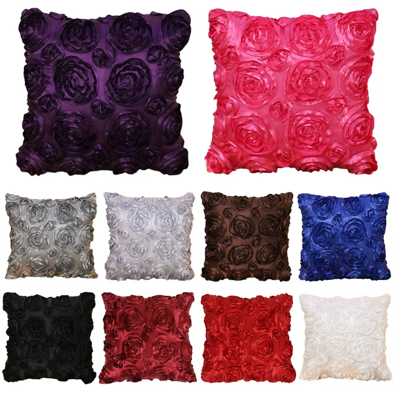 coxeer Romantic Floral Throw Pillowcase Polyester Rose Flowes Decorative Pillows Cover Square Cushion Cover 40x40cm Kussenhoes