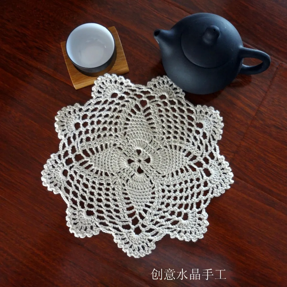 Wholesale 100% cotton knitted 30 pic/lot lace doily with flower for home decor wedding decoration props as cup pads coaster mat