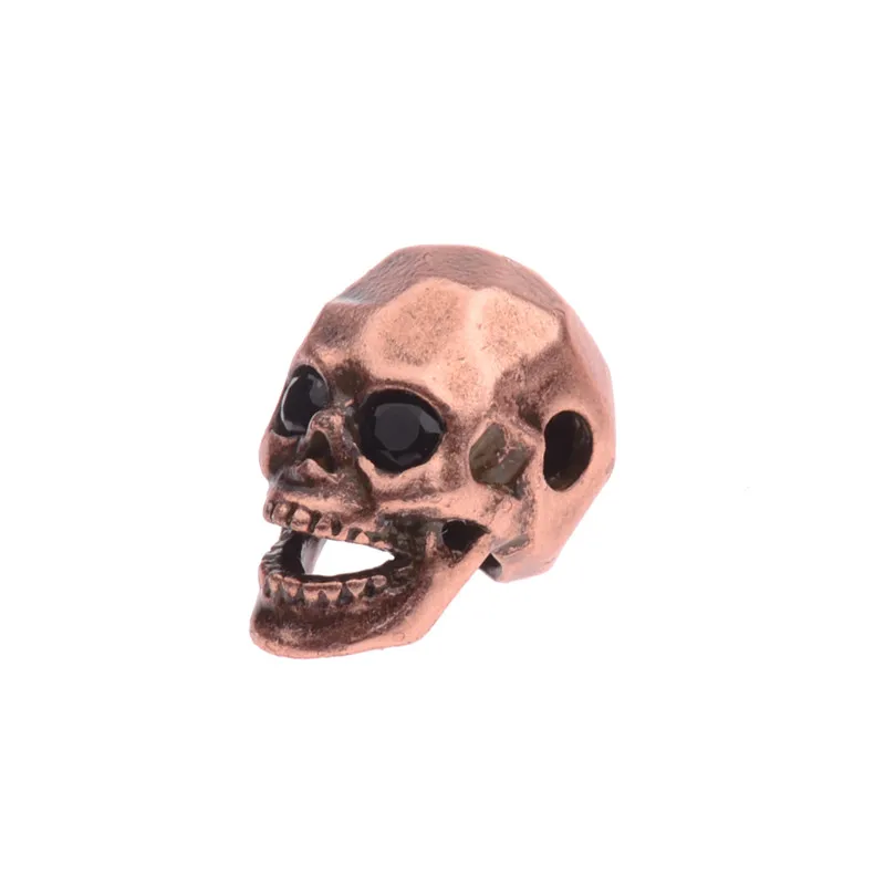 DOUWEI 2018 New Micro Pave Black Zircon Skull DIY Beads For CZ Jewelry Making Metal Copper Beads For Men Bracelet