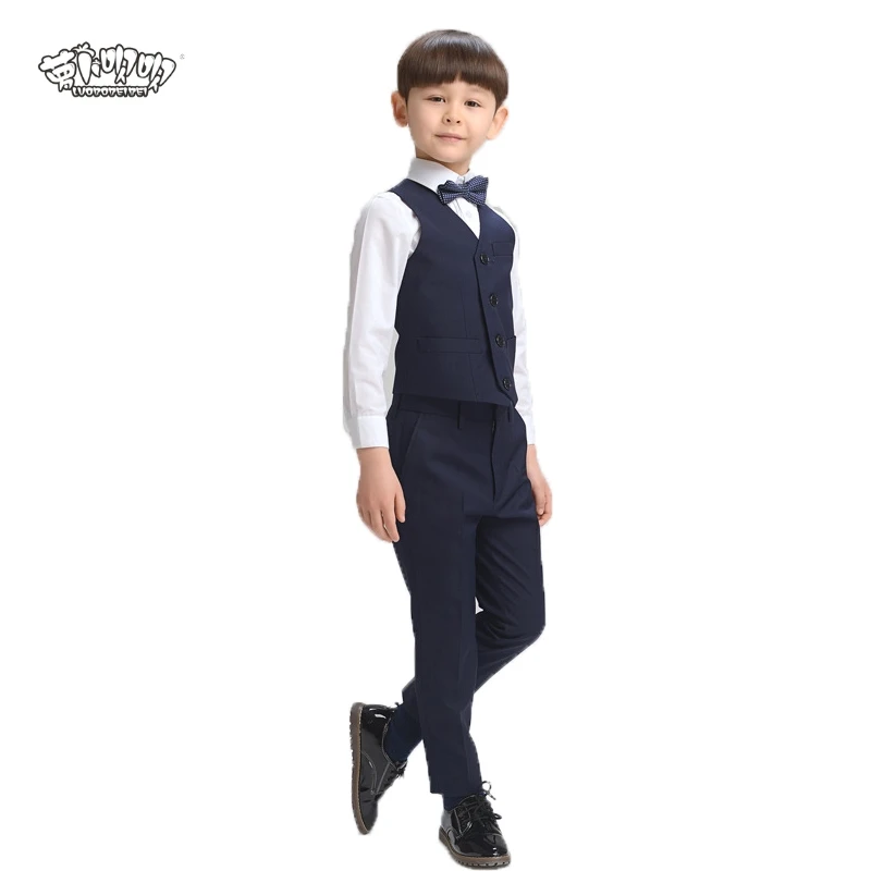 3Pcs Boys Vest Suit with Bowtie Brand New 2017 Teenage Boys Formal Tuxedos Suit Wedding Costume School Boys Uniform N79