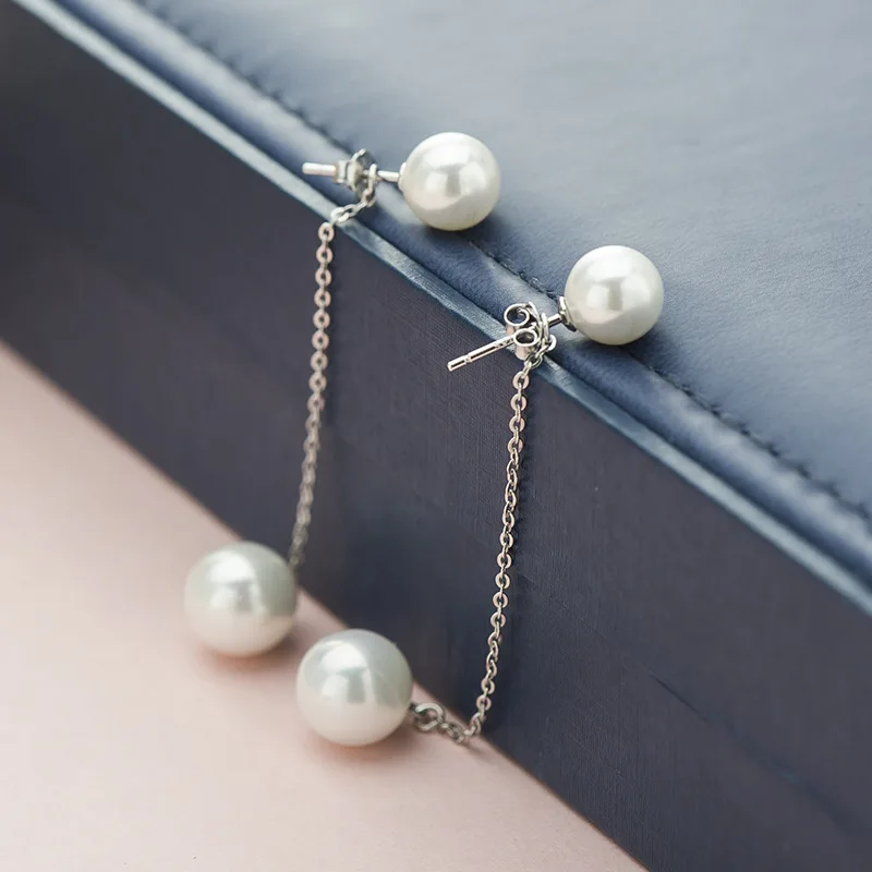 New 925 Silver Earrings Fashion Freshwater Pearl long Earrings Ladies Boutique Silver Jewelery