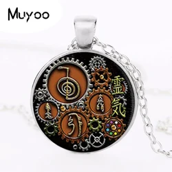 1PCS Reiki  in Steampunk design Pendant Necklace Glass Photo cabochon necklace HZ1