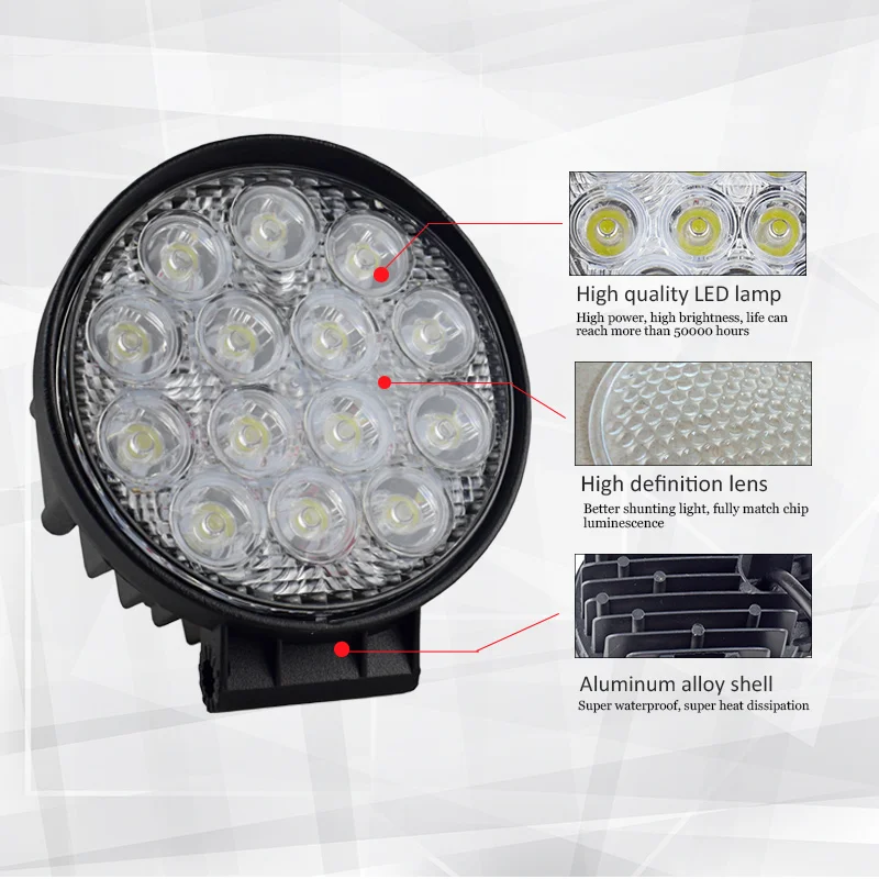 LED Work Light Bar 42W 4.4inch Car Light Bright Beam Spotlight Led Light for Car Offroad 4x4 ATV SUV Motorcycle Tractor Boat