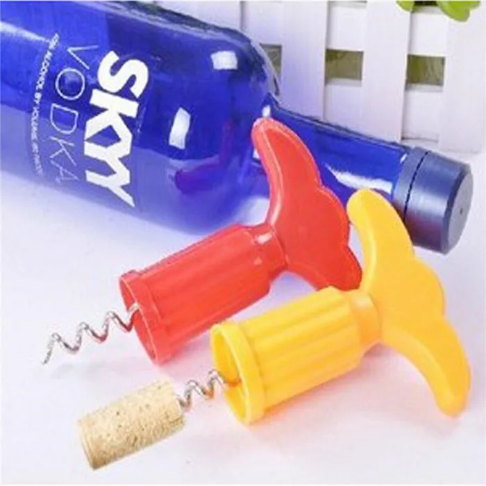 2PC Plastic Red Wine Opener Corkscrew Wine Bottle Opener Cork Puller Remover Champagne Opener Gadgets Bottle Opener OK 0314