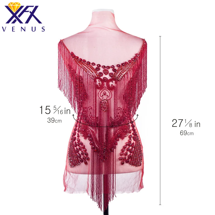 XFX VENUS 1 PIECE Beaded Rhinestones Applique jewel Bodice Beads Embroidery Rhinestone Patches Appliques Wedding Dress