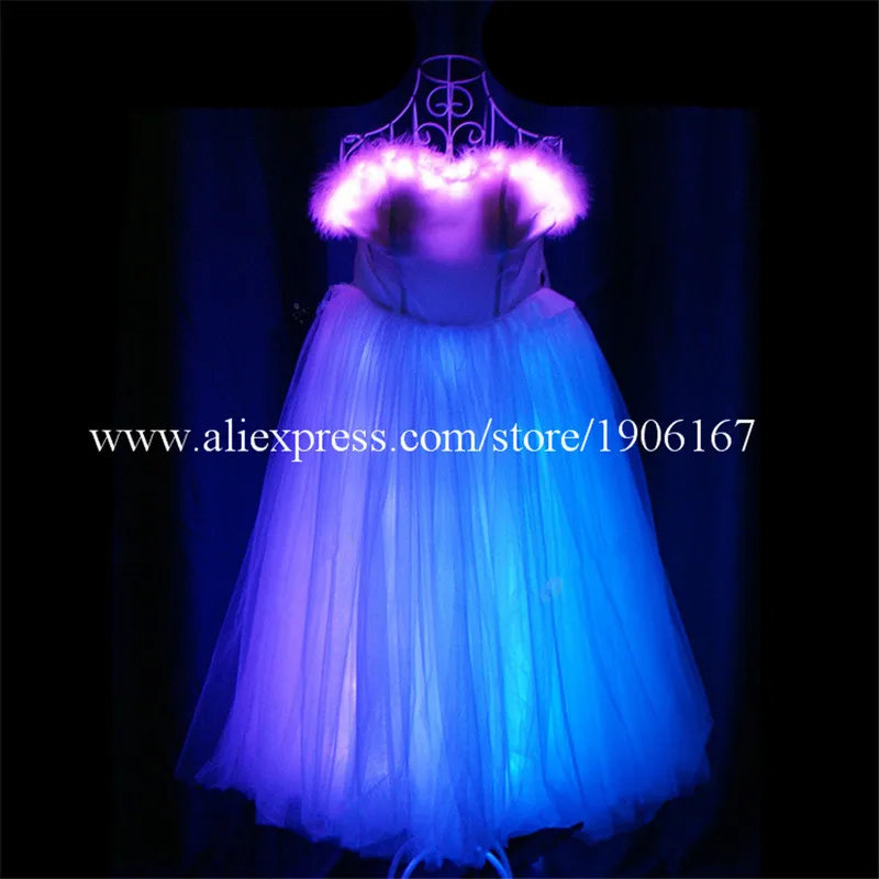 Programmable RGB Led Luminous Party Event Evening Dress Full Color Led Light Up Christmas Stage Performance Clothes Led Wears