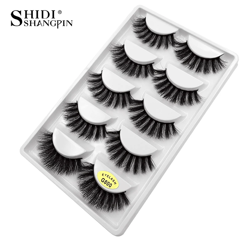 SHIDISHANGPIN 5 Paar Natürliche 3D Nerz-Wimpern, Künstliche Nerz-Wimpern, Falsche Wimpern, Volle Streifenwimpern, Cilios Faux Cils – Detail 2
