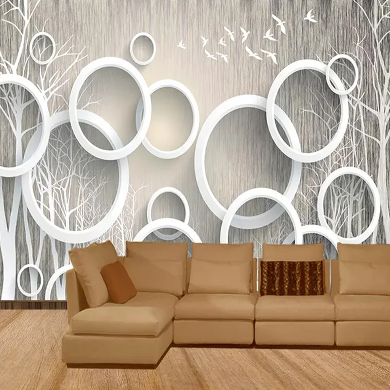 Custom Mural Wallpaper Modern Abstract Art Circle Forest Photo Wall Oбои Living Room TV Sofa Background Wall Painting Frescoes