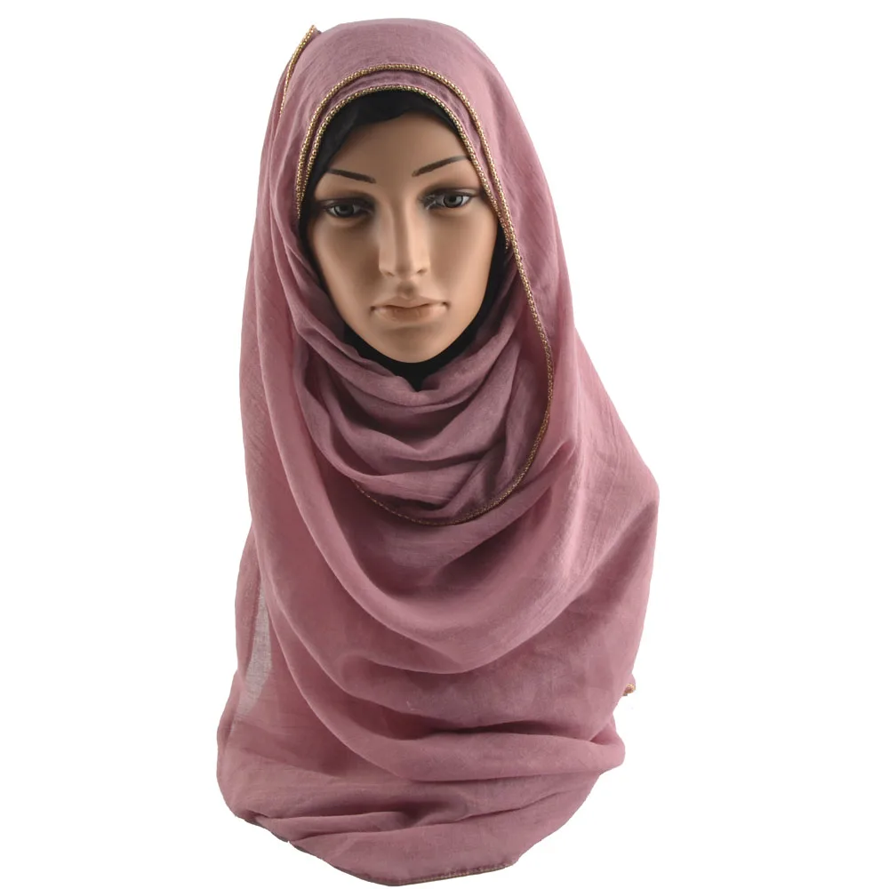 Za 2018,cotton scarf with chain,plain hijab with chain,muslim hijab,shawls and scarves,shawls and wraps,muffler,cape,head scarf