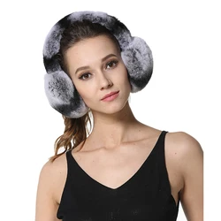 IANLAN Winter Outdoor Womens Real Fur Earmuffs Girls Full-pelt Rex Rabbit Fur Earflaps Ladies Soft Warm Ear Warmers IL00034