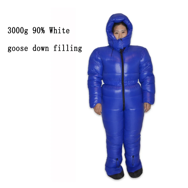 

90% White Goose Down Filling 3000g Cold Environment Use Down Suit Sleeping Bag Custom Winter Down Jacket Sacos De Dormir Lazy Ba