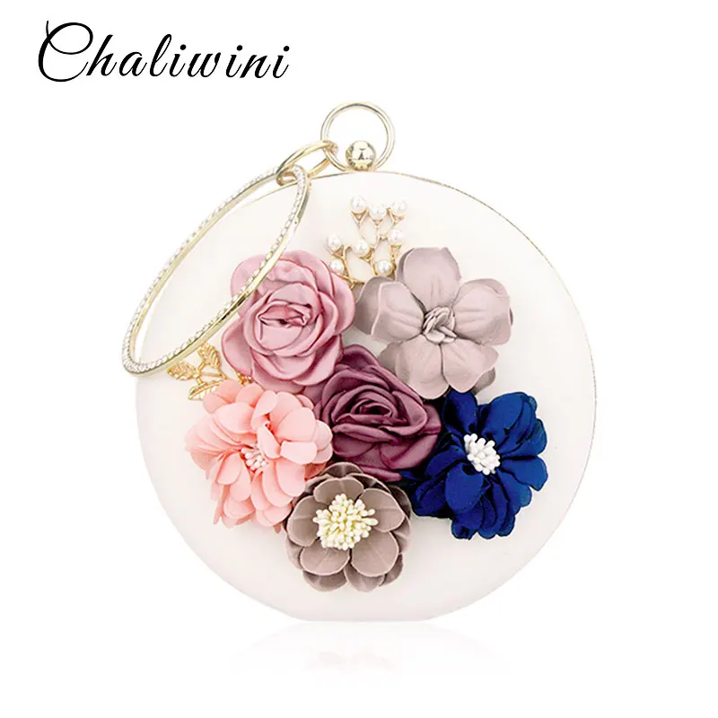 Chaliwini Bags for Women 2019 Ladies Designer Luxury White Wedding Purses and handbags Round Shape Evening Women Handbag