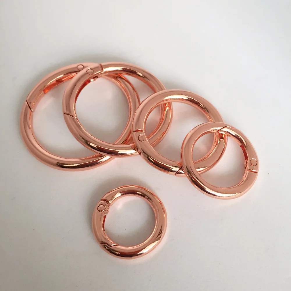 5pcs Spring D O Ring Rose gold bag hook,Round Carabiner Snap Clasp Clip Trigger  Keyring Buckle,O rings for bags,DIY accessories