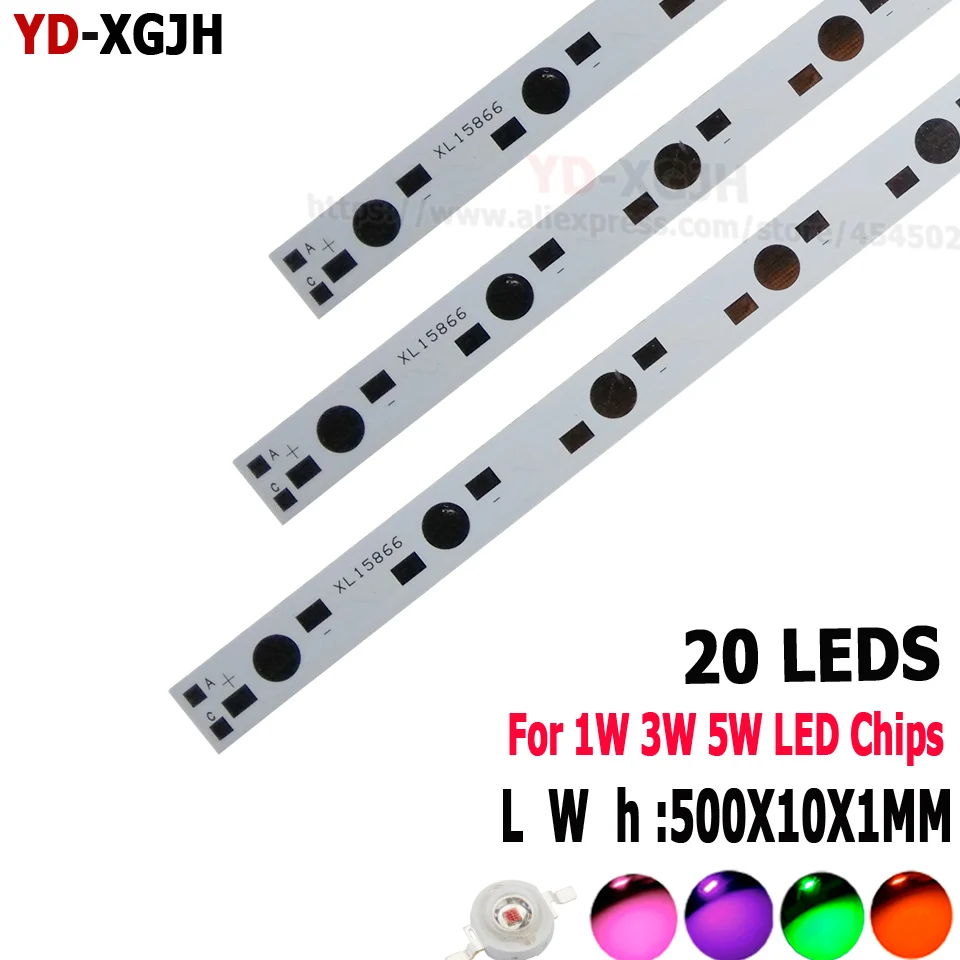 10P 1W 3W 5W LED strip type PCB 300 500mm for 20 LEDs aluminum plate base board, high power led 20W60W100W DIY PCB free shipping