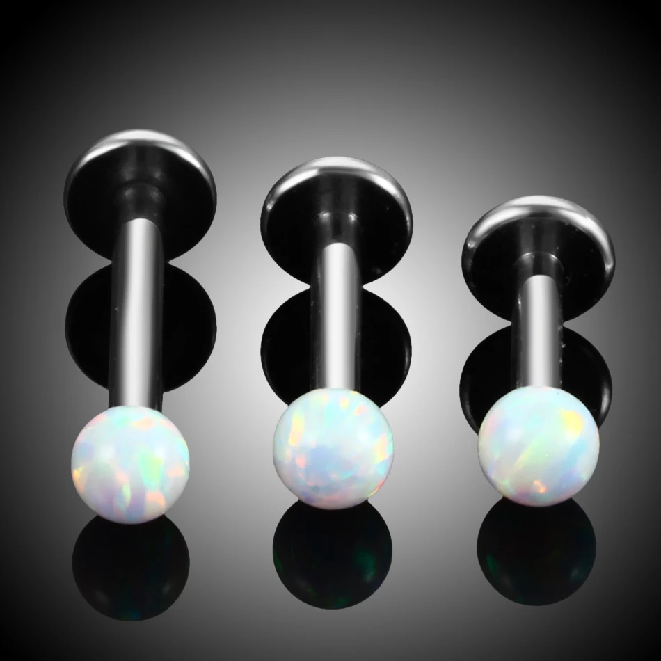 1PC Steel Internal Thread 3mm Opal Labret Piercing Monroe Lip Stud Ear Cartilage Tragus Helix Stud Piercing Body Jewelry