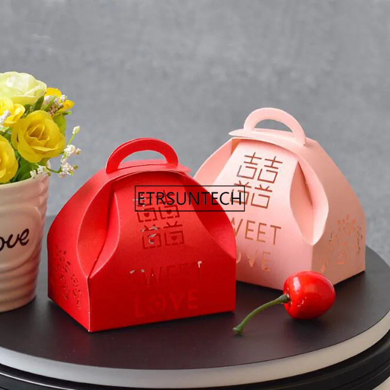 Wedding Candy Box Laser Cut Double Happiness Favor Paper Box Chocolate Sweet Gift Box Party Supplies 200pcs/lot