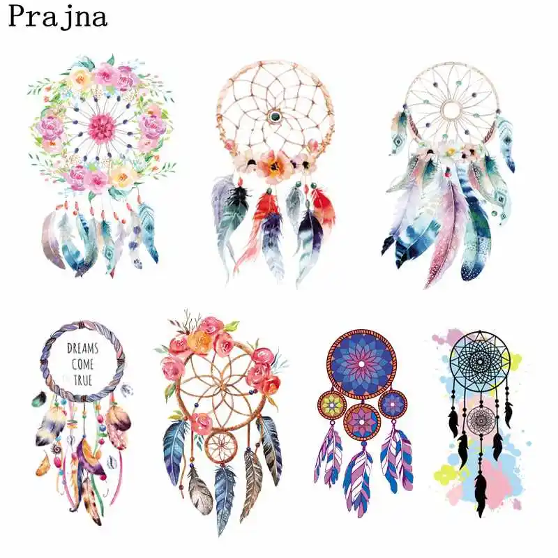 Prajna Dreamcatcher Ironing Stickers Unicorn Pyrograph Iron-On Transfers PVC Patch Heat Transfer Vinyl For Clothes Wholesale