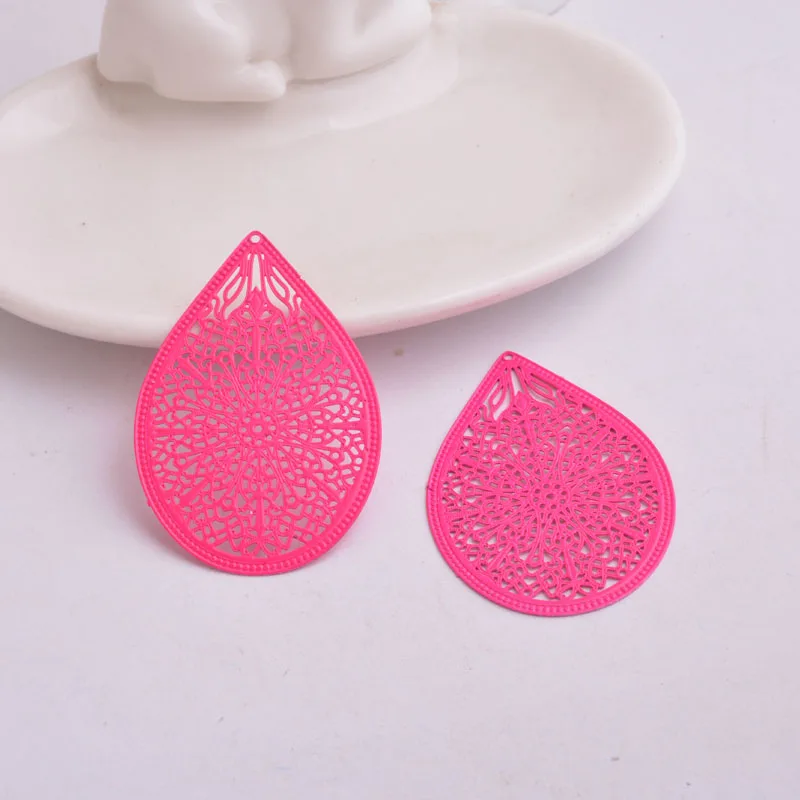 30 Stück AA1533 49*33mm Filigraner Wassertropfen Großer Anhänger aus Messing Tropfenförmiger Anhänger DIY Ohrring-Zubehör Fermoirs Pour Fabrication Bijoux – Detail 21