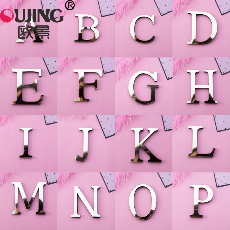 3D Gold English Letters EVA Foam Acrylic Mirror Surface Wall Sticker Wedding Party Room Decoration Alphabet DIY Art Wall Decals