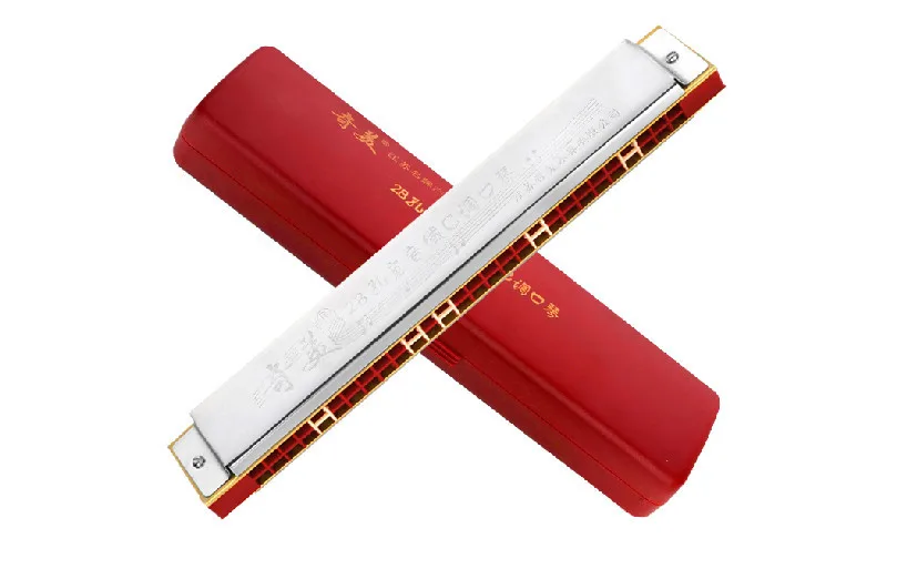 100% New  Harmonica 28 holes c tone wide vocal range accent instrumentos musicais mouth organ