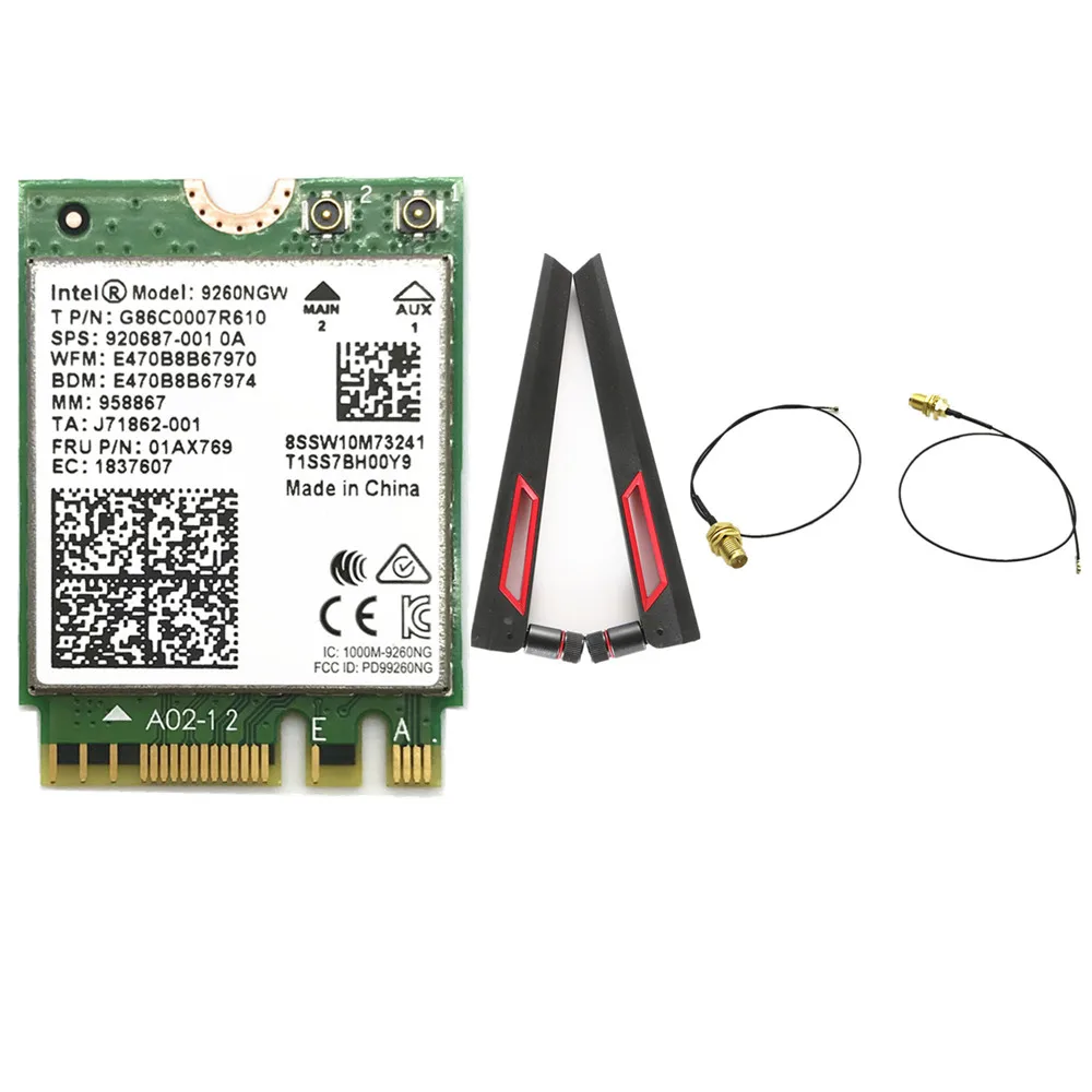 For HUANANZHI X99 F8 Antenna set of ASUS AC88U 8dbi U.fl RP-SMA Cables +  Intel 9260 9260NGW 802.11ac 1730Mbps WiFi BT 5.0 Card