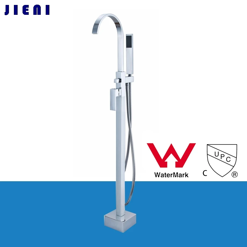 

WELS and CUPC Solid Brass Floor Standing Tub Shower Faucet with Hand Shower Head Bathroom Shower Systerm Set Bathtub Faucet