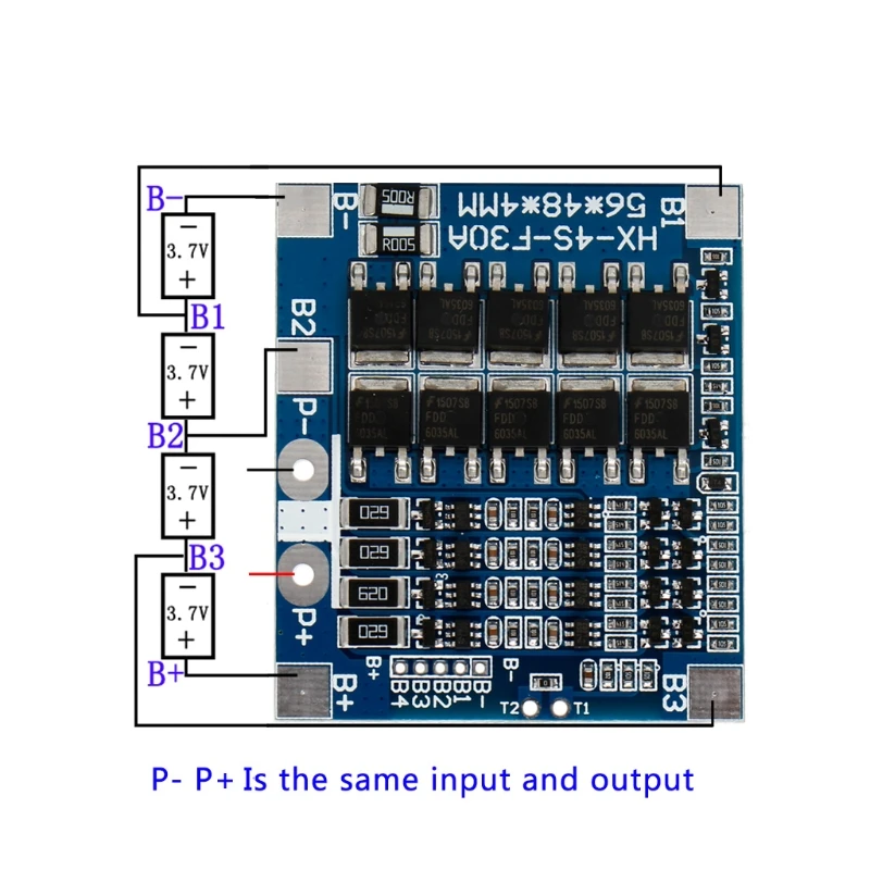 4S 30A 3.7V w/Balance 3.7V LiFe 18650 Battery Protection Board C63A