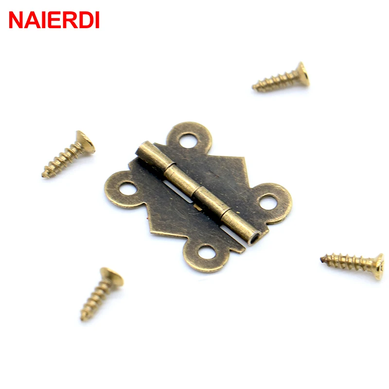 10pcs NAIERDI Mini Butterfly Door Hinges 20mm x17mm Bronze Cabinet Drawer Jewellery Box Decorate Hinge For Furniture Hardware