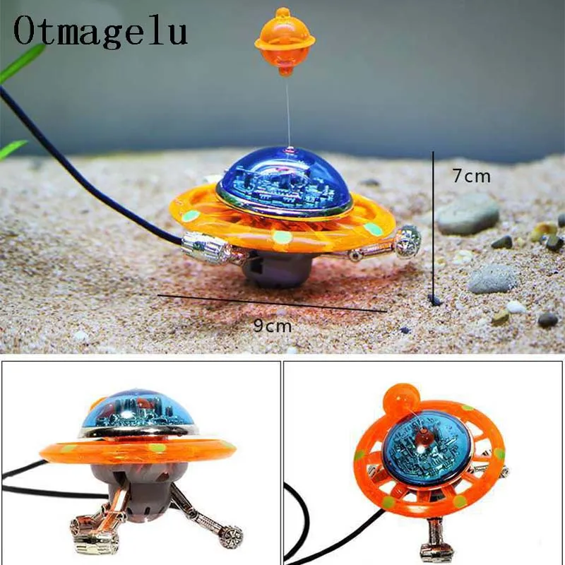 Suspended UFO Aquarium Statue World of Tanks Decorative Fish Tank Ornaments Background Float Aquarium decoration Landscape Tools