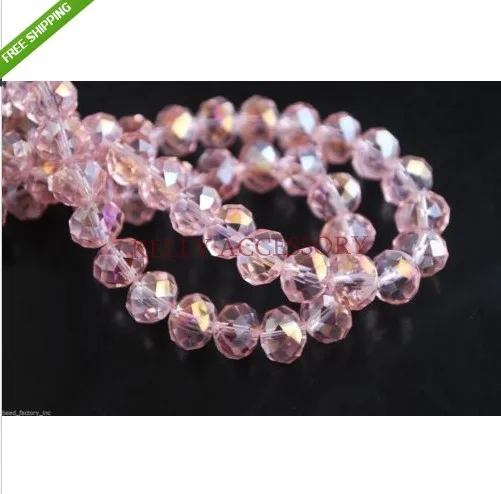 

350Pcs/lot 8MM Pink AB Crystal Rondelle Beads Loose Glass Beads Fashion Craft Beads For Jewelry Making Bracelet DIY Beads