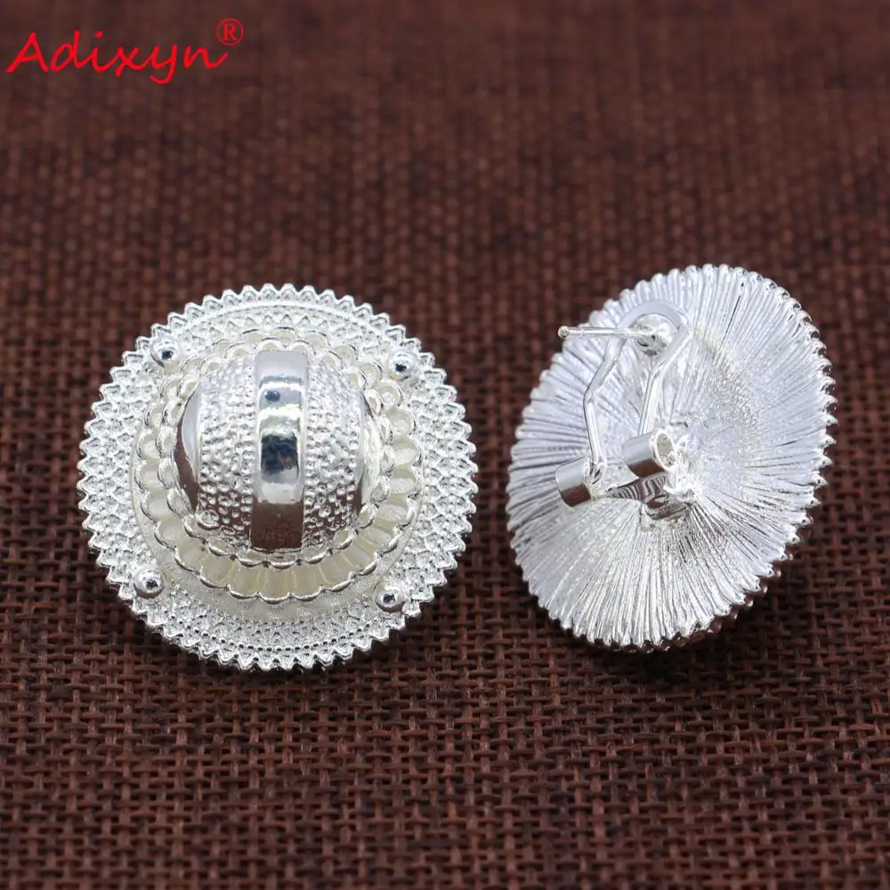 Adixyn Silver Ethiopian Necklace/Pendant/Earrings/Ring/Bangle Jewelry sets Silver Color Habesha African Wedding Gifts N06155