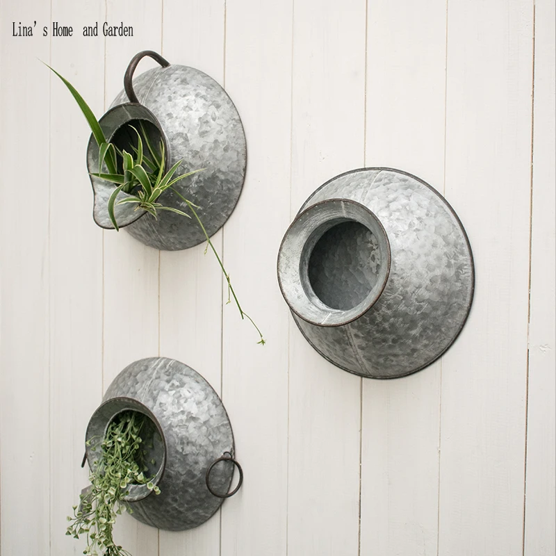 

unique creative handmade decorative zinc vintage wall hanging metal planter