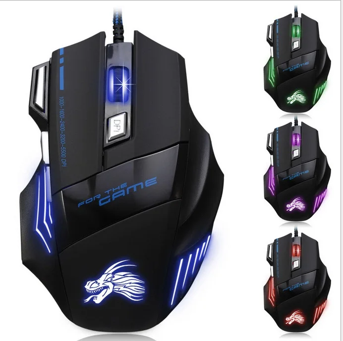 

WESAPPA USB Wired Gaming Mouse 7 Button 5500 DPI Optical Gamer Mouse for Computer Tablet laptop