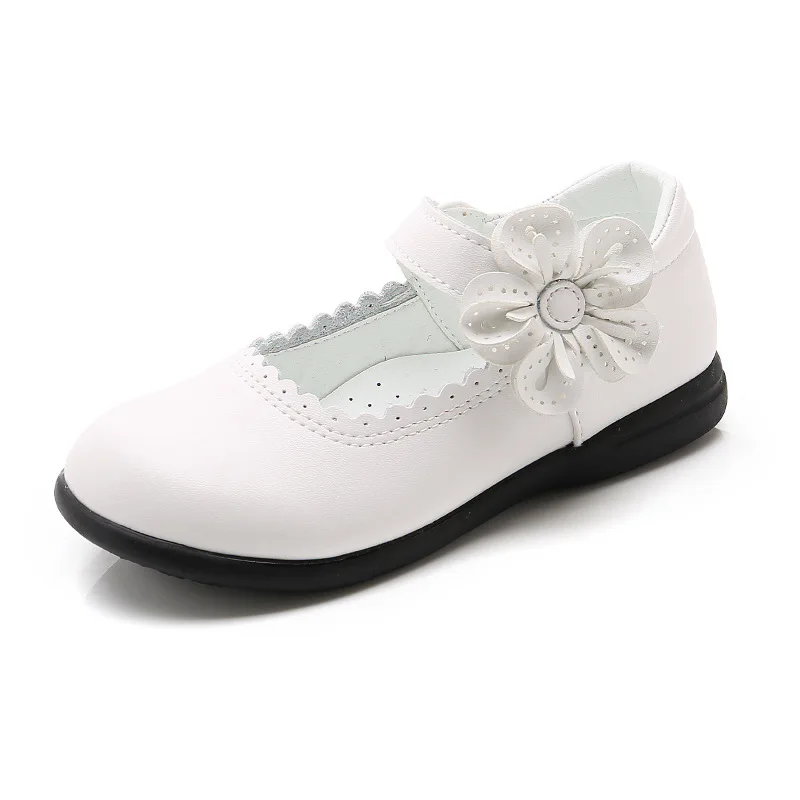 2023New Kids Children Shoes flower cowhide Princess Shoes Girls Wedding Student black Leather Shoes 3 4 5 6 7 8 9 10 11 12 13T