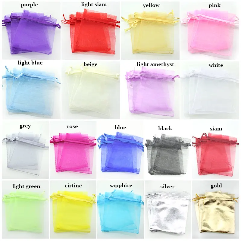 QIAO Many Colors 5*7cm 7*9cm 100pcs/lot Mini Organza Bags Favor Wedding Christmas Gift Bag Jewelry Packaging Bags & Pouches