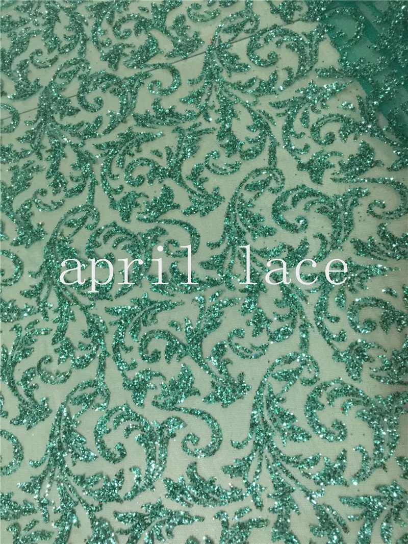 5yards ho001# 6054 green color glued glitter  mesh lace fabric for wedding /sawing/party,all color can make