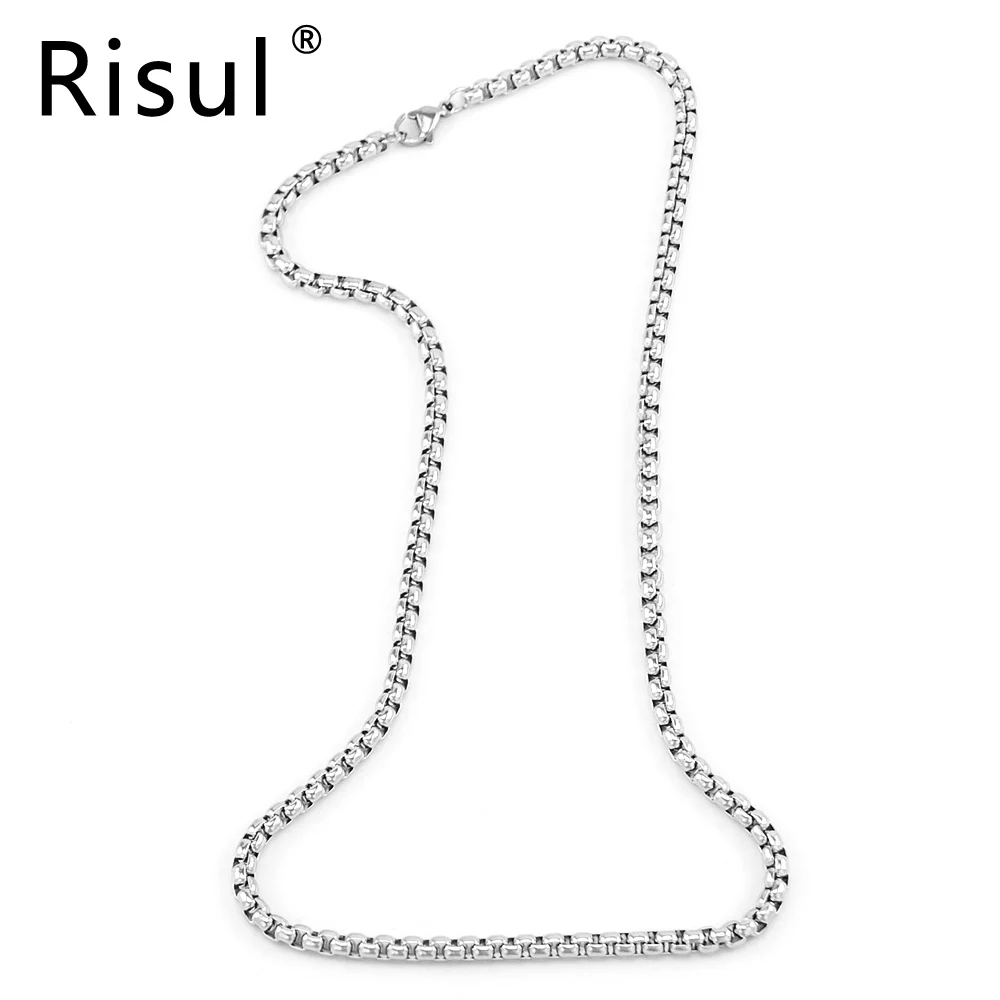 Stainless Steel Halskette Male Collier Box Chain Necklace for Men Women 3/4/5mm Square Rolo Chains Shiny necklaces