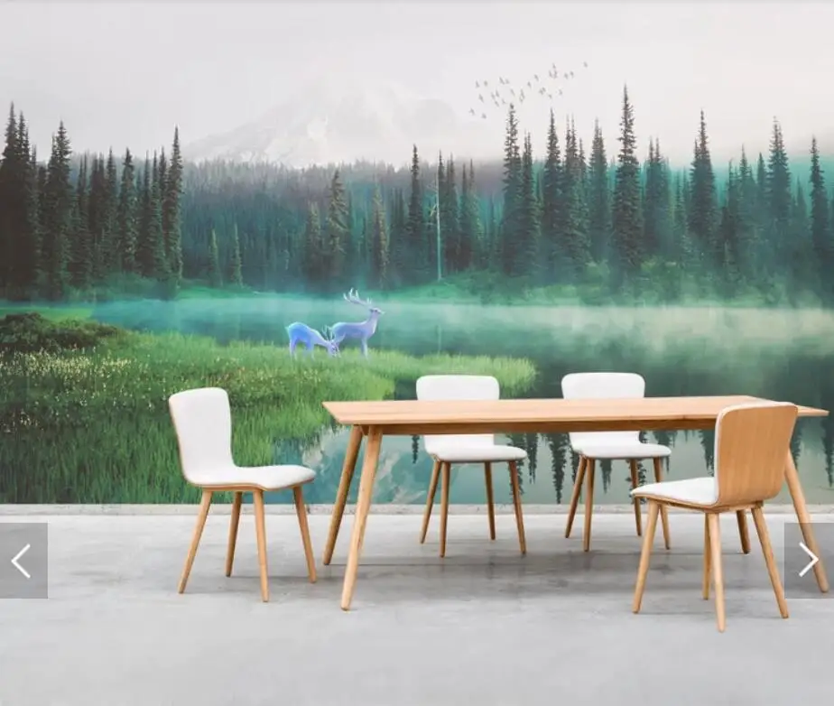 ELK Misty Forest Wall Mural Photo paper for Living Room Bedroom Printed  Paper Contact   Murals Papel De Parede