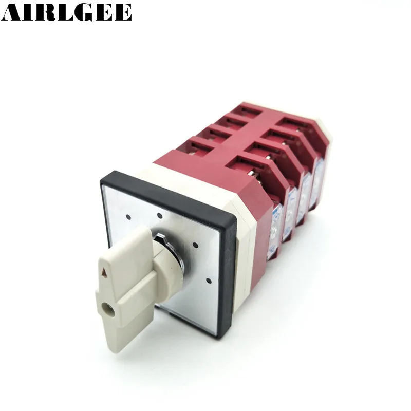 AC 380V 220V 16A 4 Position Rotary Cam Universal Changeover Switch 16 Screw Teminals