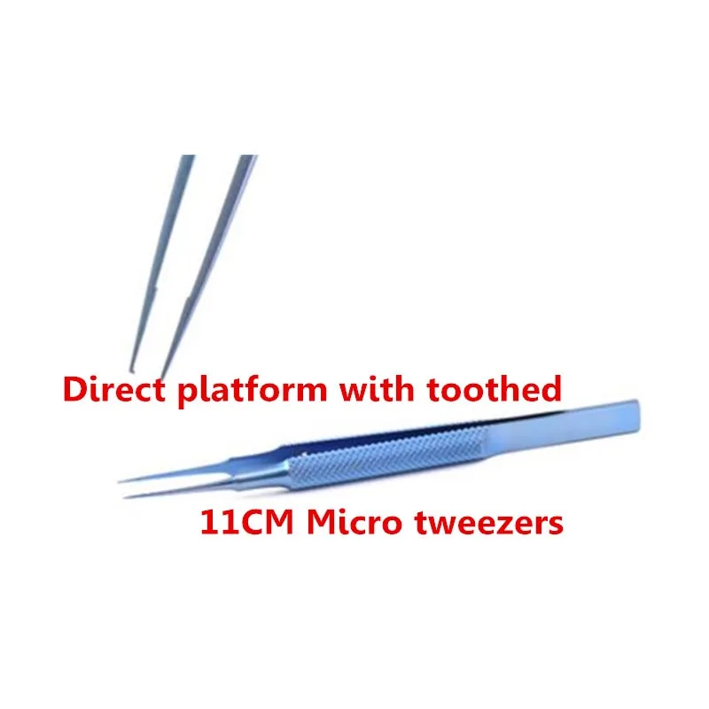 Direct platform with toothed tweezers Titanium microsurgical ophthalmology instruments 11cm microscopic tweezers forceps