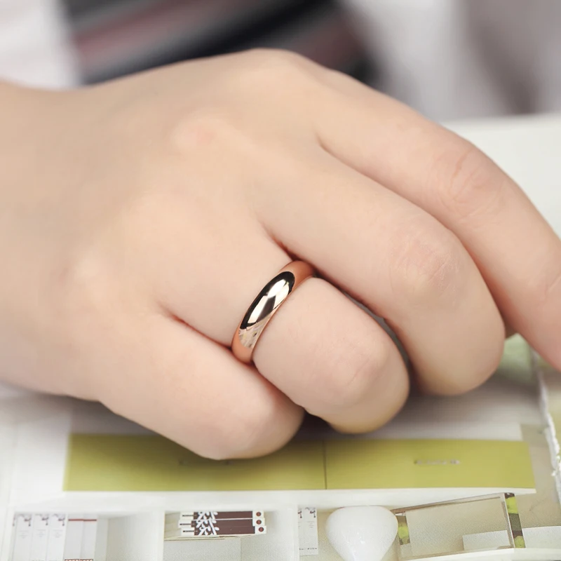 Best Selling High Quality Titanium Steel Highly Polished Ring Gold Silver Color Shiny Succinct Womens Girls Ring Jewelry