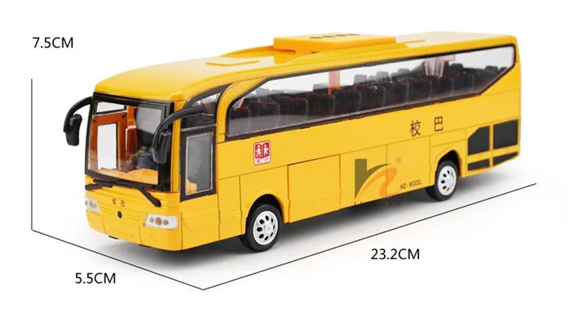 Modelos de coches de aleación 1:32, autobuses escolares grandes de alta simulación, vehículos de juguete, fundidos a presión de metal, tirar hacia atrás, parpadeo y música, envío gratis
