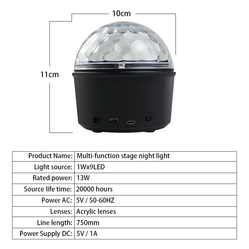 9 Colors Bluetooth Audio Crystal Magic disco ball light led Stage night lights Birthday Holiday Christmas party effect light