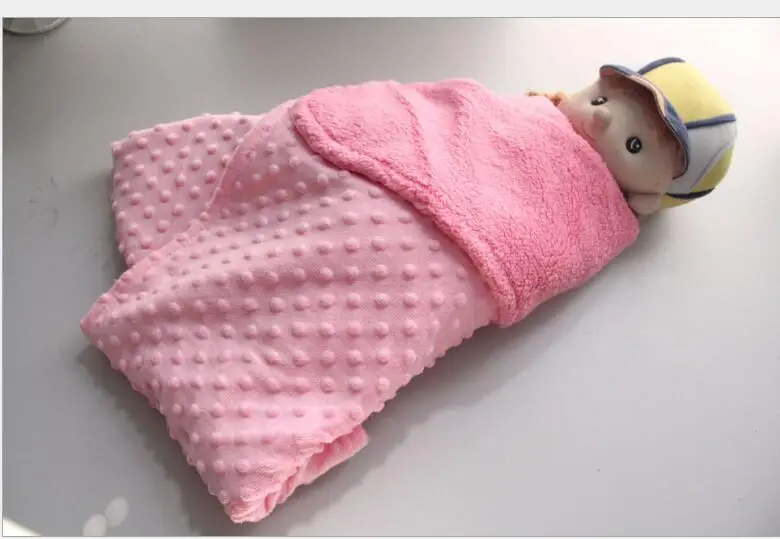 Fashion pink Autumn Spring 2 Layers Baby Bubble Blanket Soft Children Throws Solid Color 102*76cm Newborn Short Plush Blanket