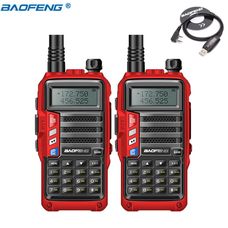 2Pcs BaoFeng UV-S9 Powerful Walkie Talkie CB Radio Transceiver 8W 10km Long Range Portable Radio set for forest&city+usb cable