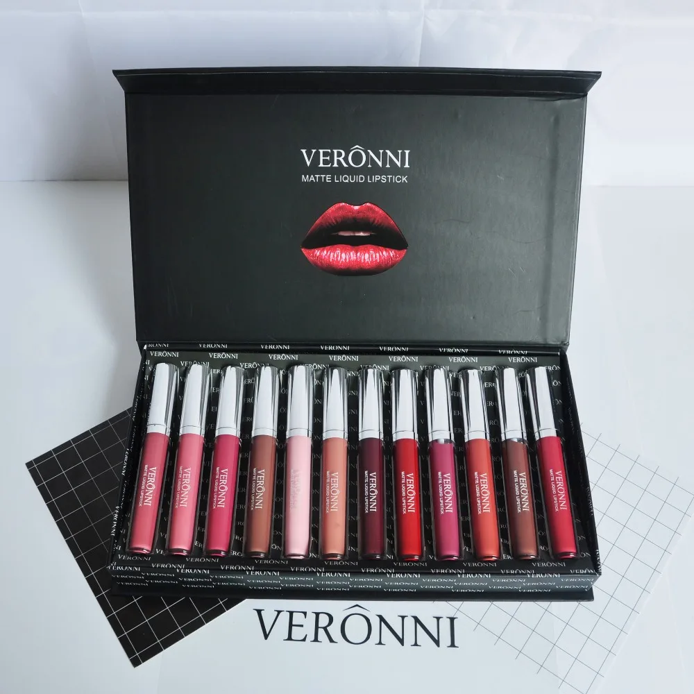 VERONNI Matte Liquid Lipstick Waterproof Long-lasting Lipgloss set 12 colors each set Brand New 3 sets/lot